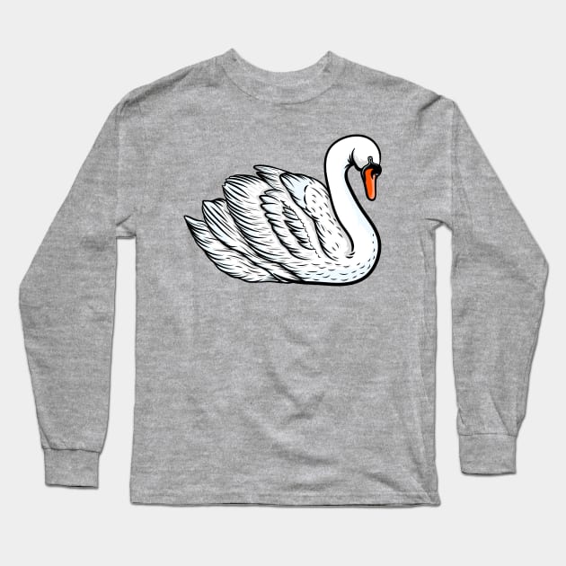 White Swan Long Sleeve T-Shirt by Sticker Steve